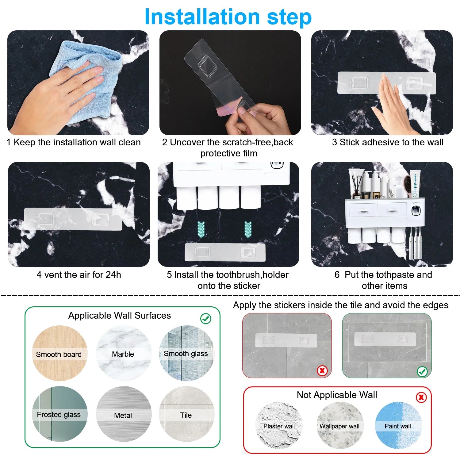 Wall Mounted Toothbrush Holder for Bathroom, Automatic Toothpaste Dispenser Kit with Magnetic Cups Kids & Family Set Toothbrush Holders, Storage Rack & Easy Install, Durable Space-Saving (Grey,4 Cups)