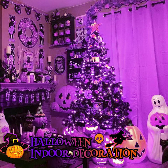 SANJICHA Purple Extra-Long 66FT 200 LED Halloween Lights for Indoor/Outdoor, Super Bright 8 Lighting Modes Plug in String Lights for Halloween Decorations Bedroom Party Garden Patio Tree (Purple)