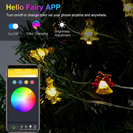 Greatpro Smart Fairy Light, Indoor Strip Lights 16Million Color Changing/Music Sync/Timing/Multi Modes Twinkle Light LED Strip Lighting for Halloween Chirstmas Tree Room Wall Decor, APP Control